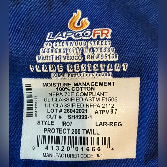 Men’s LAPCO Category 2 fire resistant long sleeve button-up shirt - Picture 2 of 8